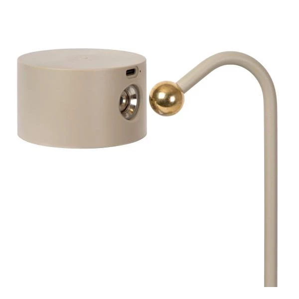 Lucide JOLAN - wiederaufladbare Schreibtischlampe/Klemmleuchte/Wandleuchte - Akku/Batterie - LED Dim to warm - 1x3,5W 2700K/5700K - Taupe - detail 5